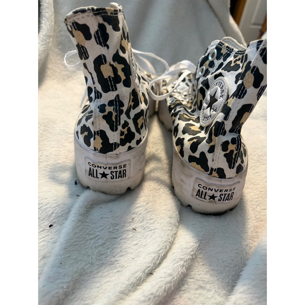 Converse Lugged High Top Leopard Print Sneakers Tan Black White Platform Size 8 - Picture 6 of 13